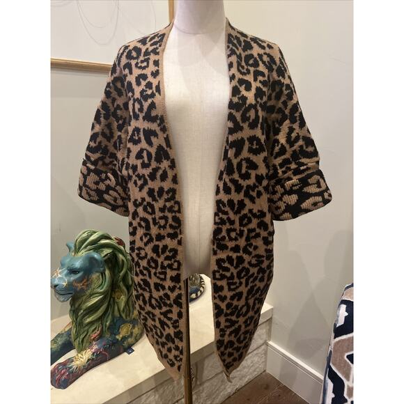 Roffe Accessories Leopard Print Knit Komono, One Size Brown Super Soft New - Picture 2 of 7